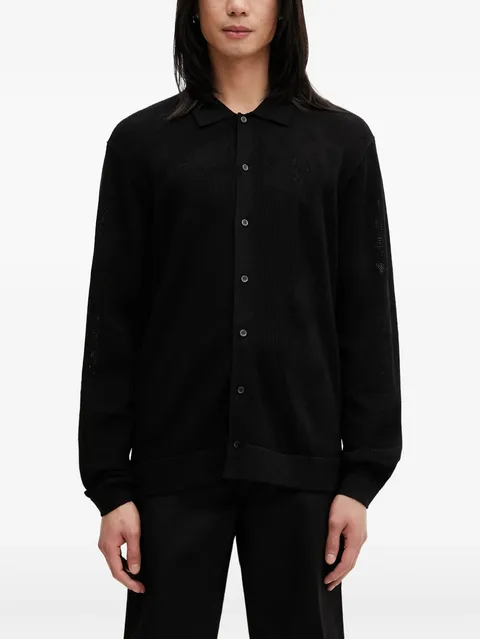 Breaking Bread logo-jacquard mesh cardigan