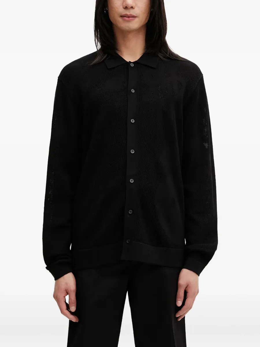 Breaking Bread logo-jacquard mesh cardigan 2
