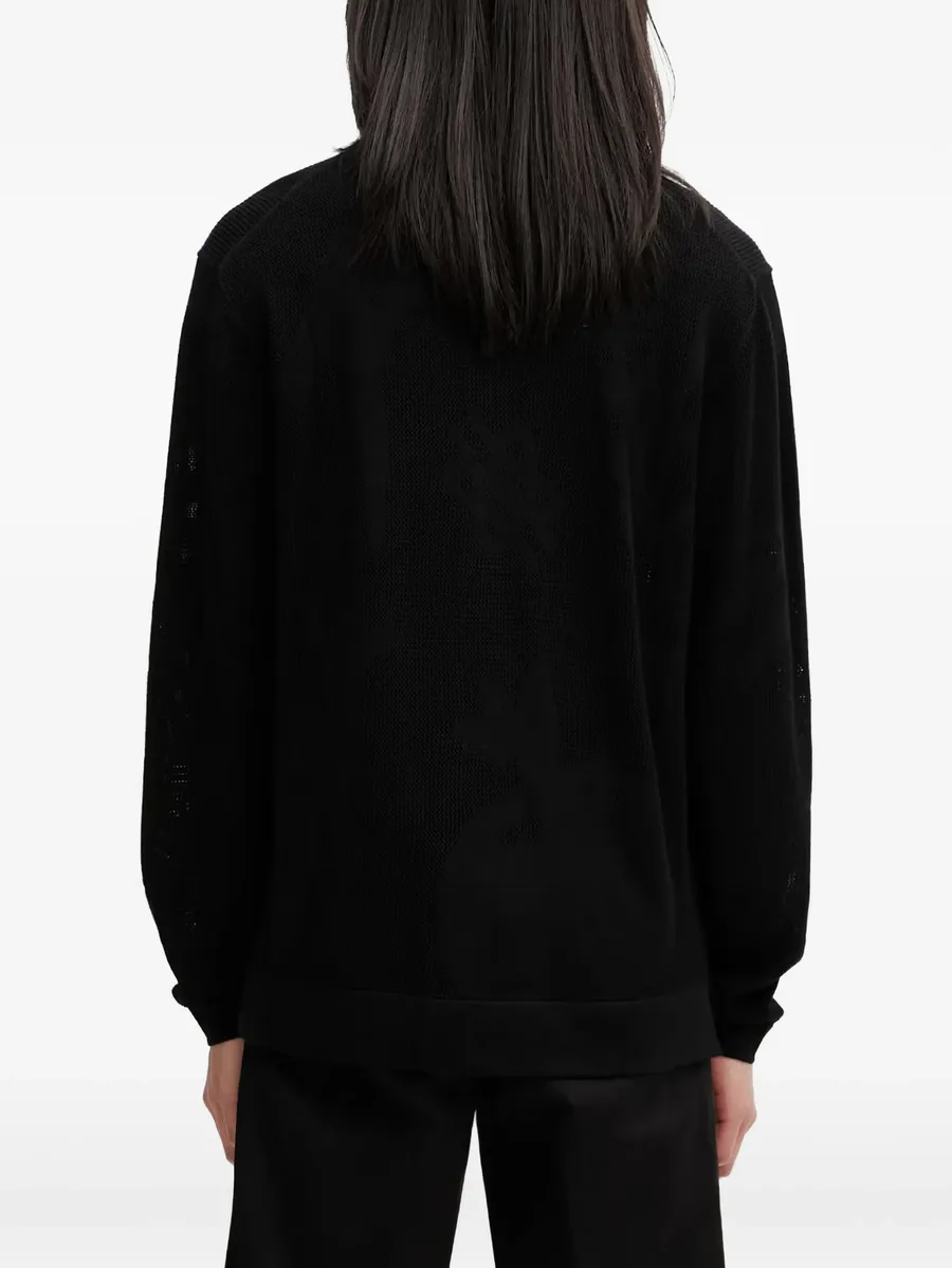 Breaking Bread logo-jacquard mesh cardigan 6