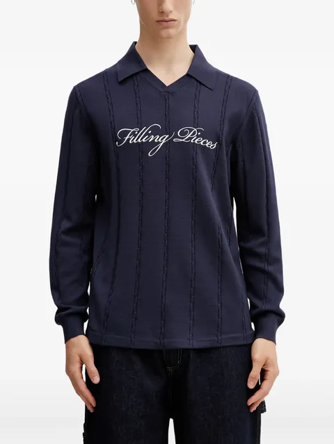 logo-embroidered cable-knit sweatshirt