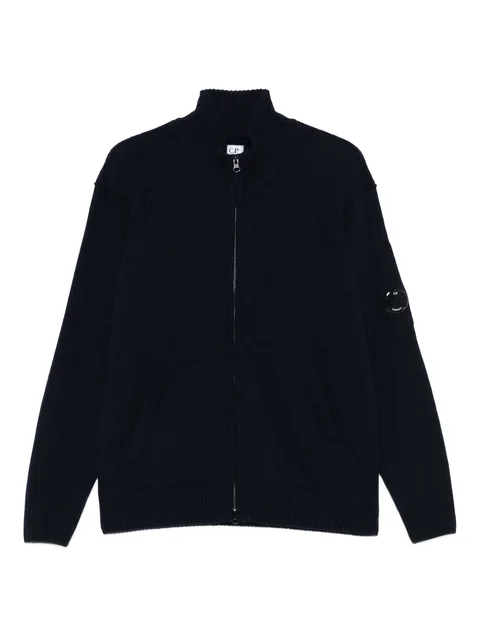 lambswool zip-front cardigan