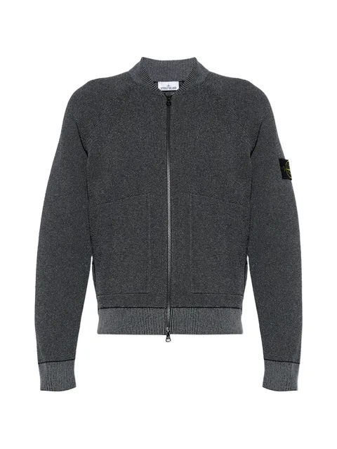 logo-patch zip-up cardigan