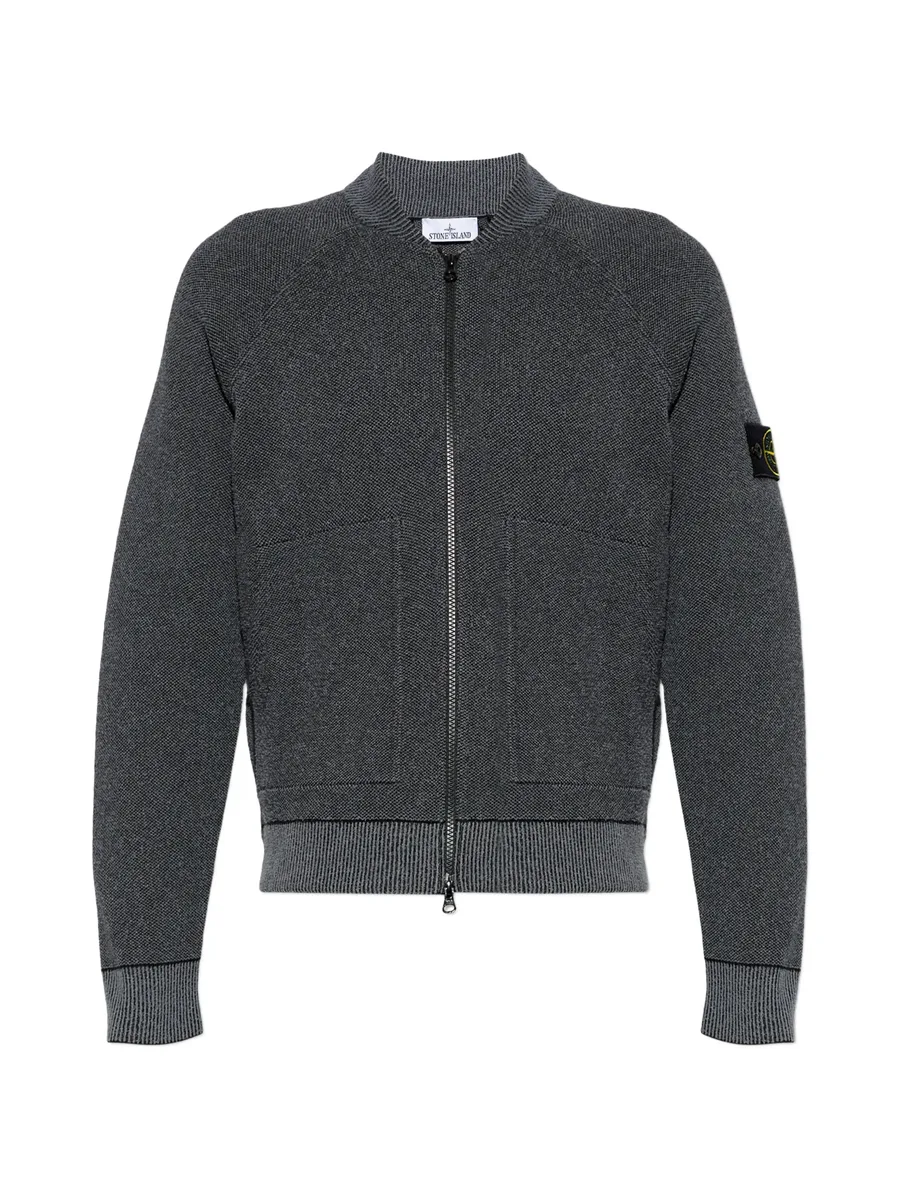 logo-patch zip-up cardigan 2