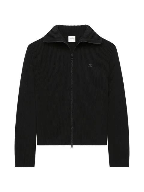 ribbed-knit zipped cardigan