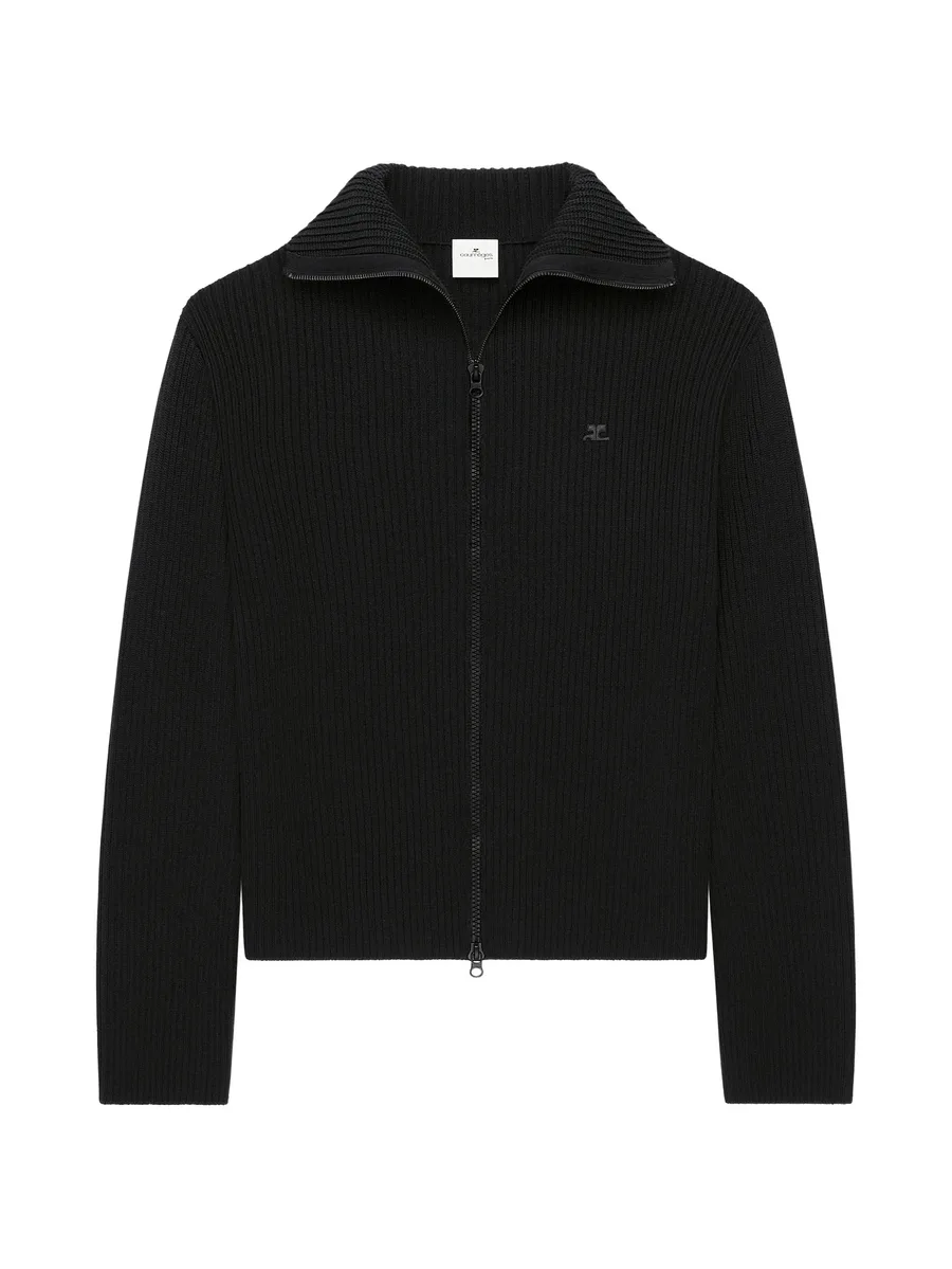 ribbed-knit zipped cardigan 1