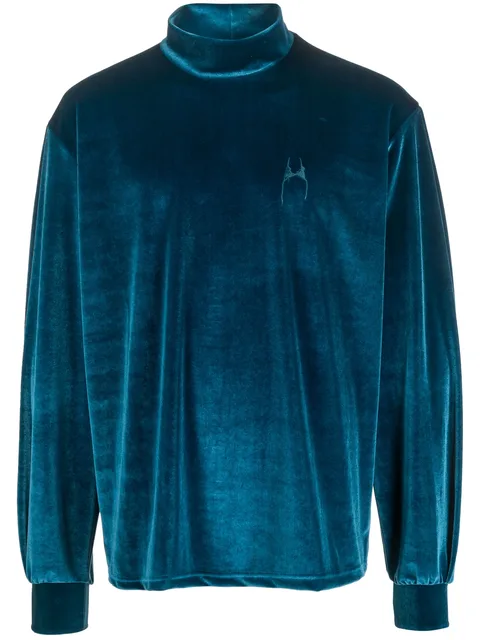 high-neck velvet jumper