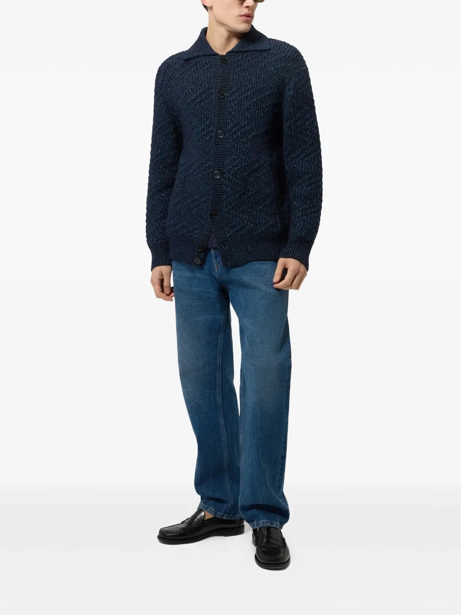 chevron-knit button-up cardigan 3