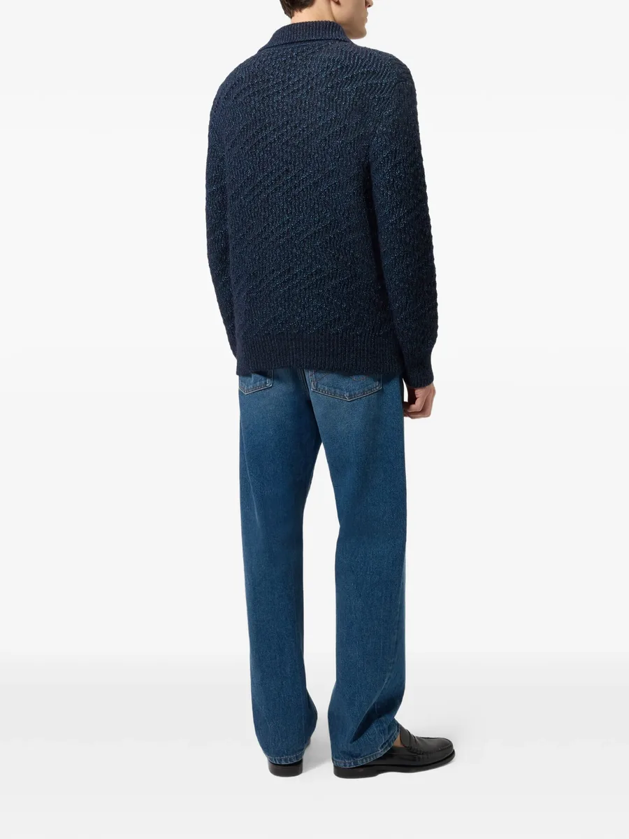 chevron-knit button-up cardigan 6