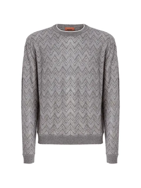 zigzag-pattern crew-neck sweater