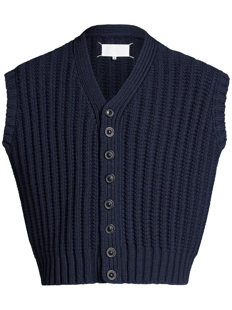 ribbed-knit wool vest 1