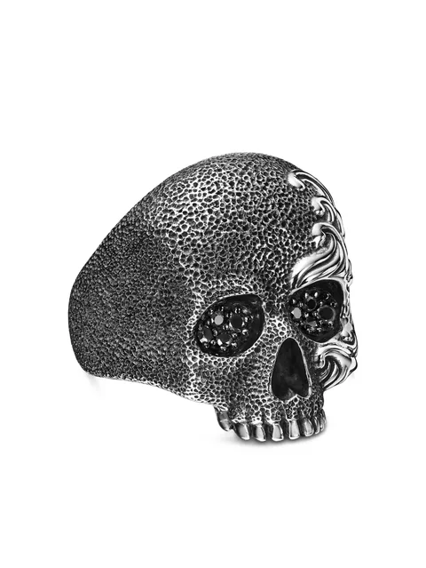 серебряное кольцо Waves Skull с бриллиантами (24 мм)
