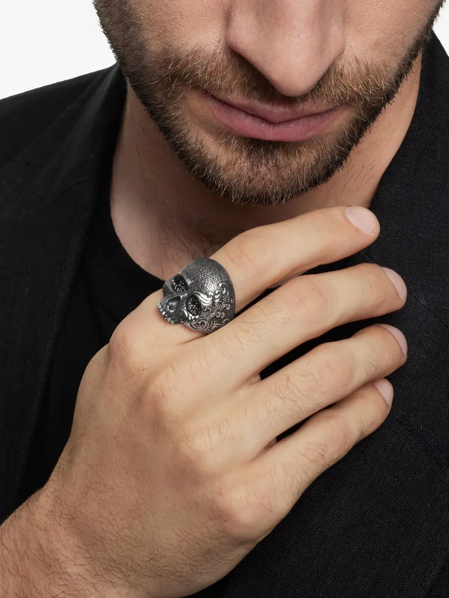 серебряное кольцо Waves Skull с бриллиантами (24 мм) 6