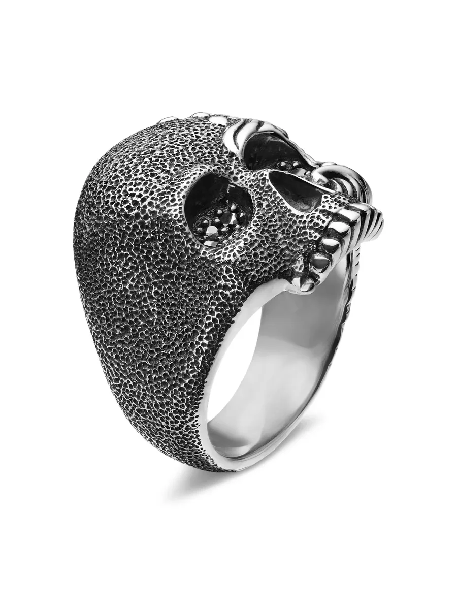 серебряное кольцо Waves Skull с бриллиантами (24 мм) 8