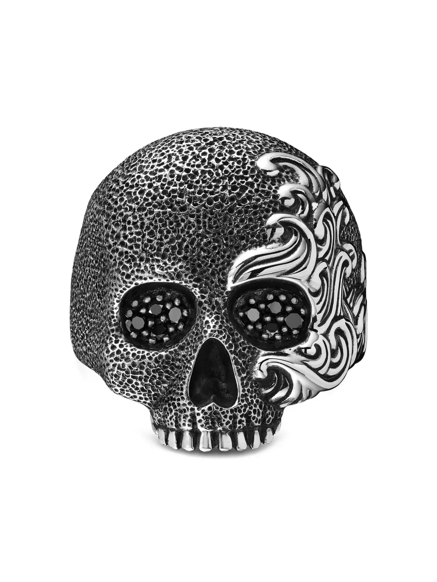 серебряное кольцо Waves Skull с бриллиантами (24 мм) 10