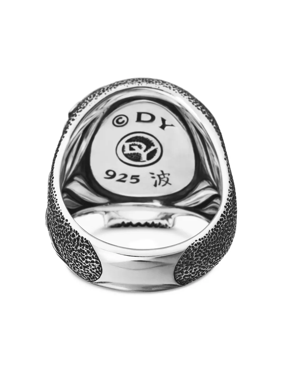 серебряное кольцо Waves Skull с бриллиантами (24 мм) 11