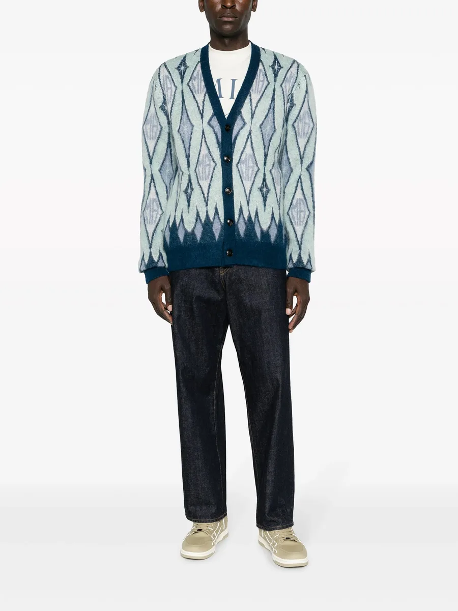 argyle-knit cardigan 4
