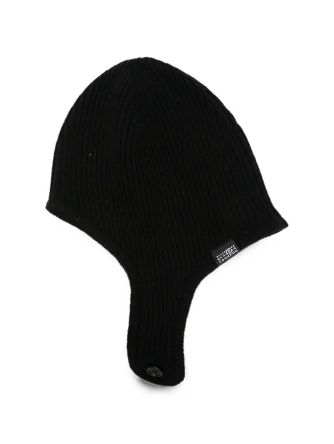 ribbed-knit ear-flap hat