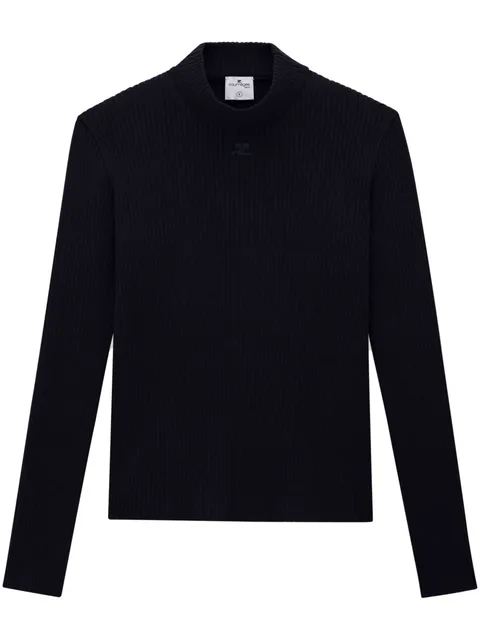 rib-knit mock-neck jumper