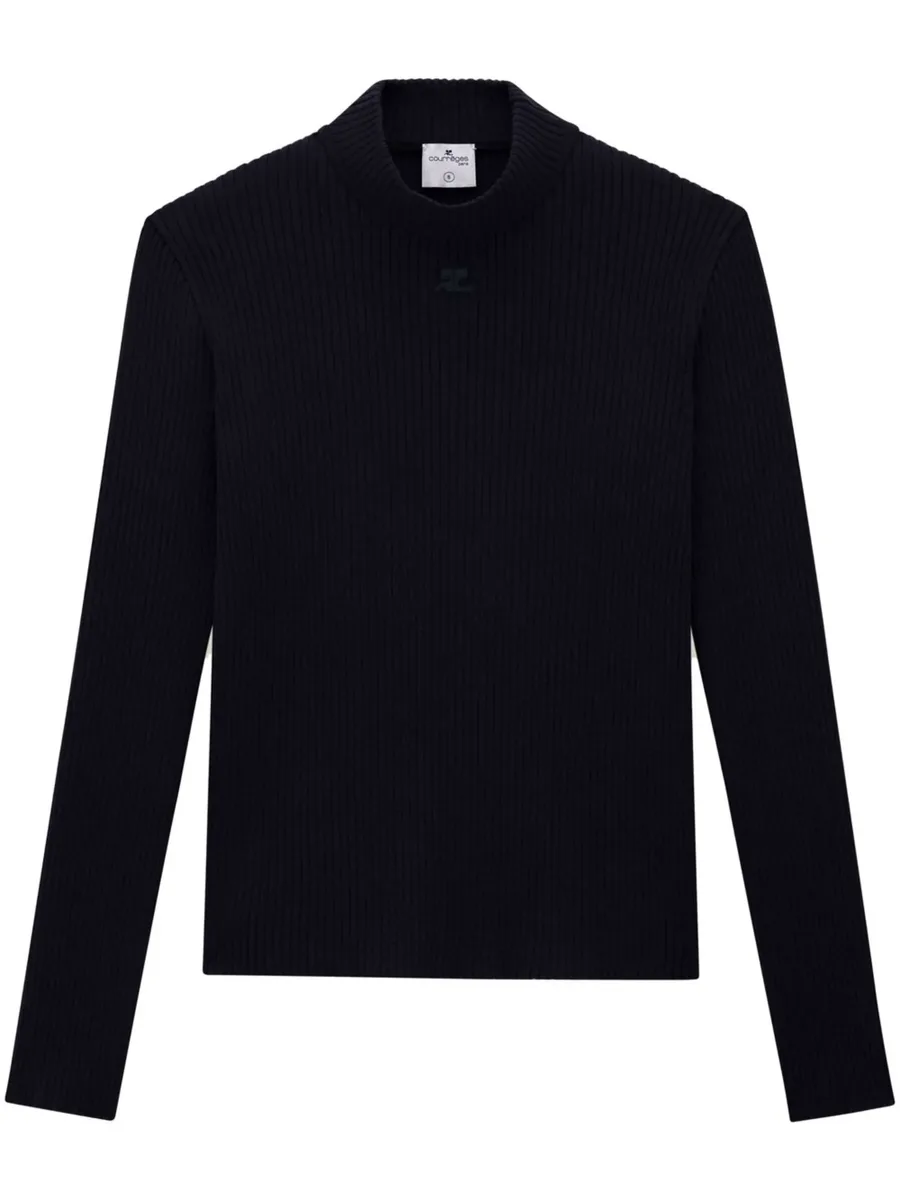 rib-knit mock-neck jumper 1