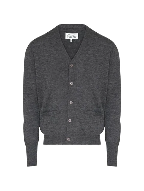 wool-blend V-neck cardigan