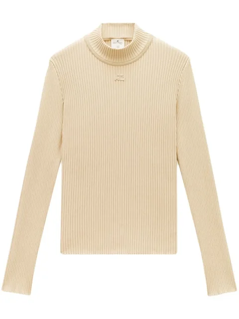 rib-knit mock-neck jumper