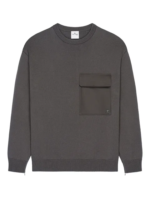 chest-pocket crew-neck sweater