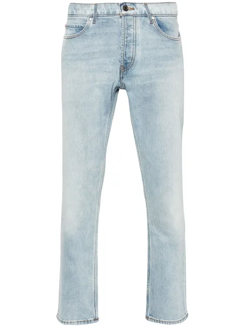 slim-leg cotton-blend jeans