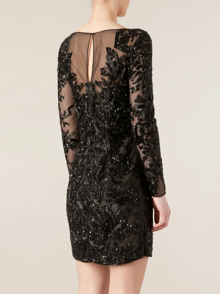 sequin embellished mesh mini dress 8