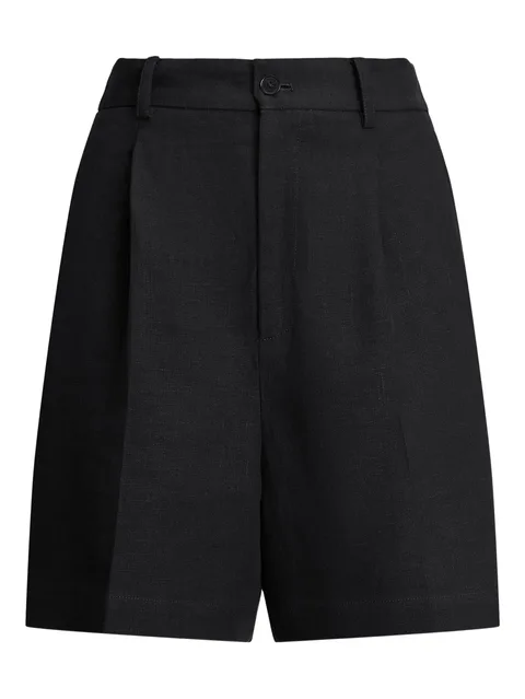 pleated linen tailored shorts