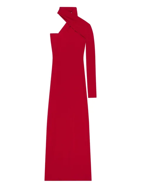 twisted one-shoulder midi dress