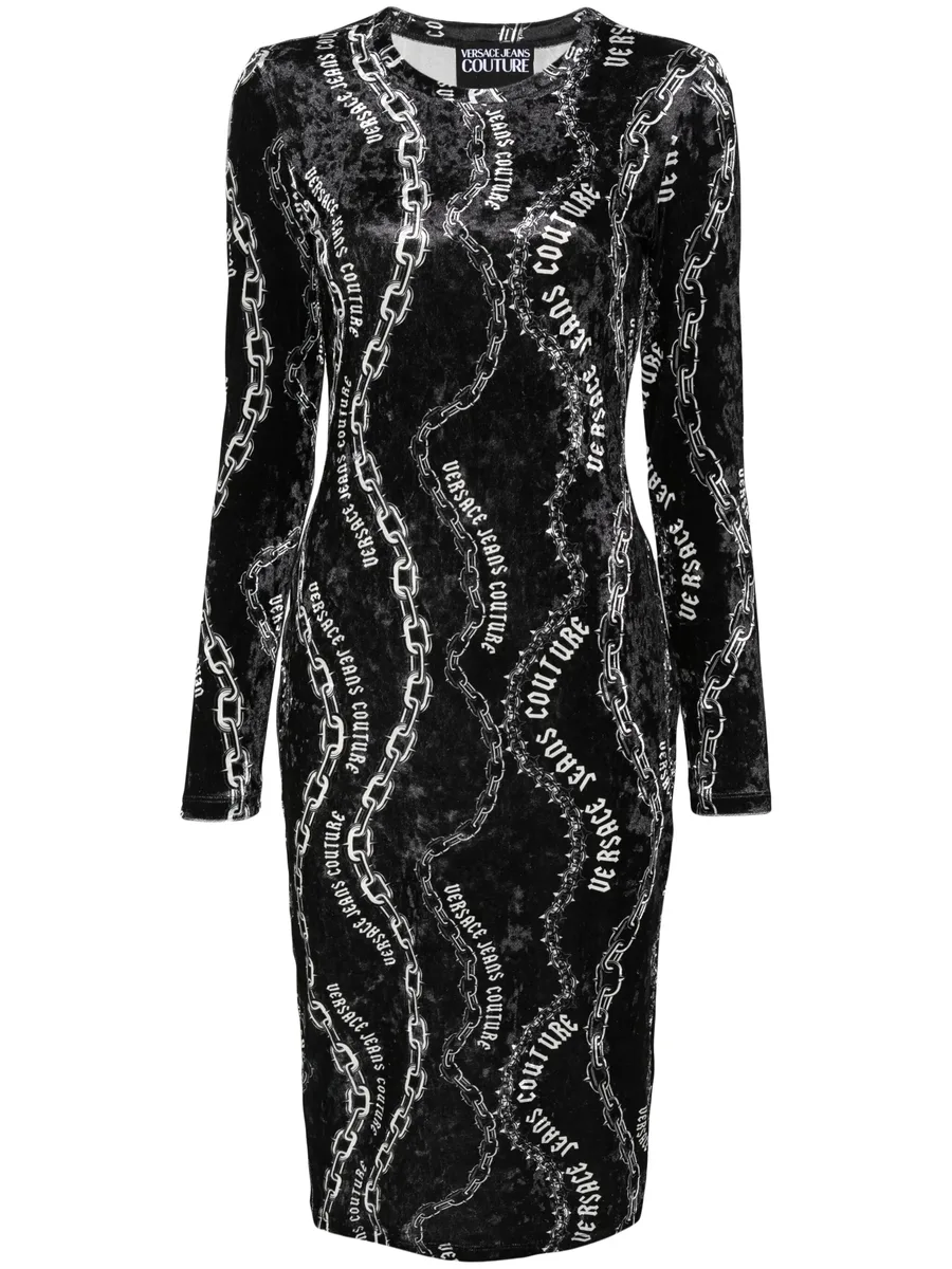 Chain Couture-print midi dress 2