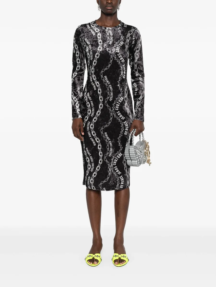 Chain Couture-print midi dress 3