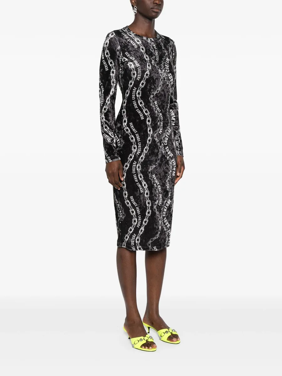 Chain Couture-print midi dress 5