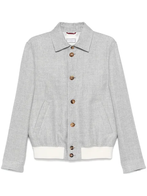 mélange-effect bomber jacket