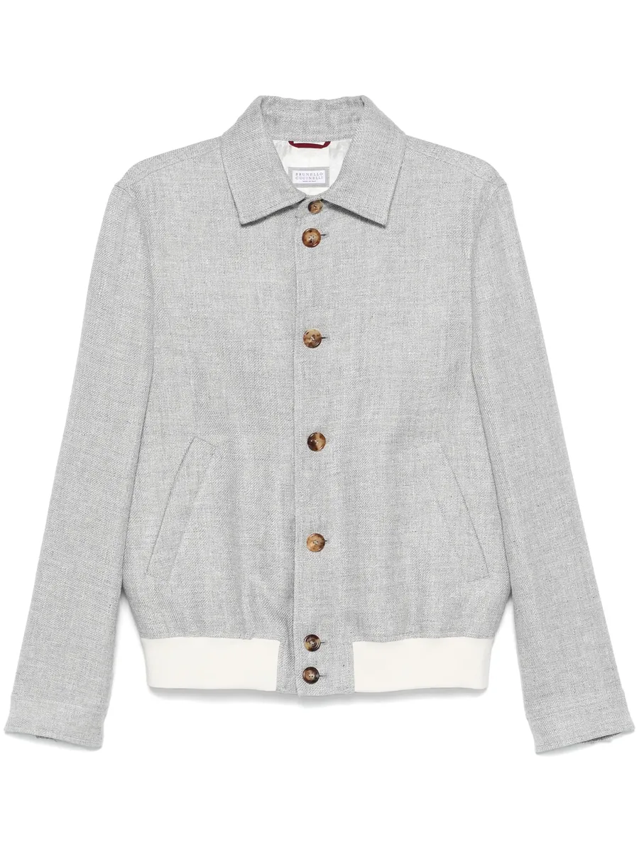 mélange-effect bomber jacket 2