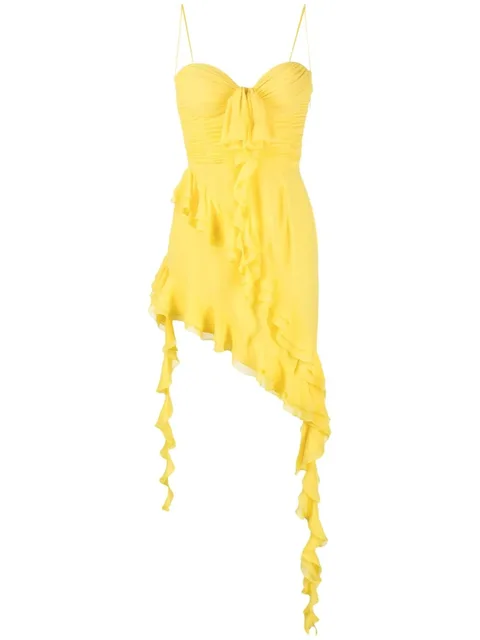 strapless ruffled asymmetric dress
