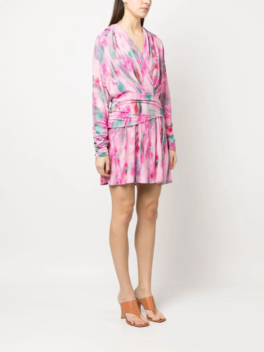 abstract-print long-sleeve mini dress 6