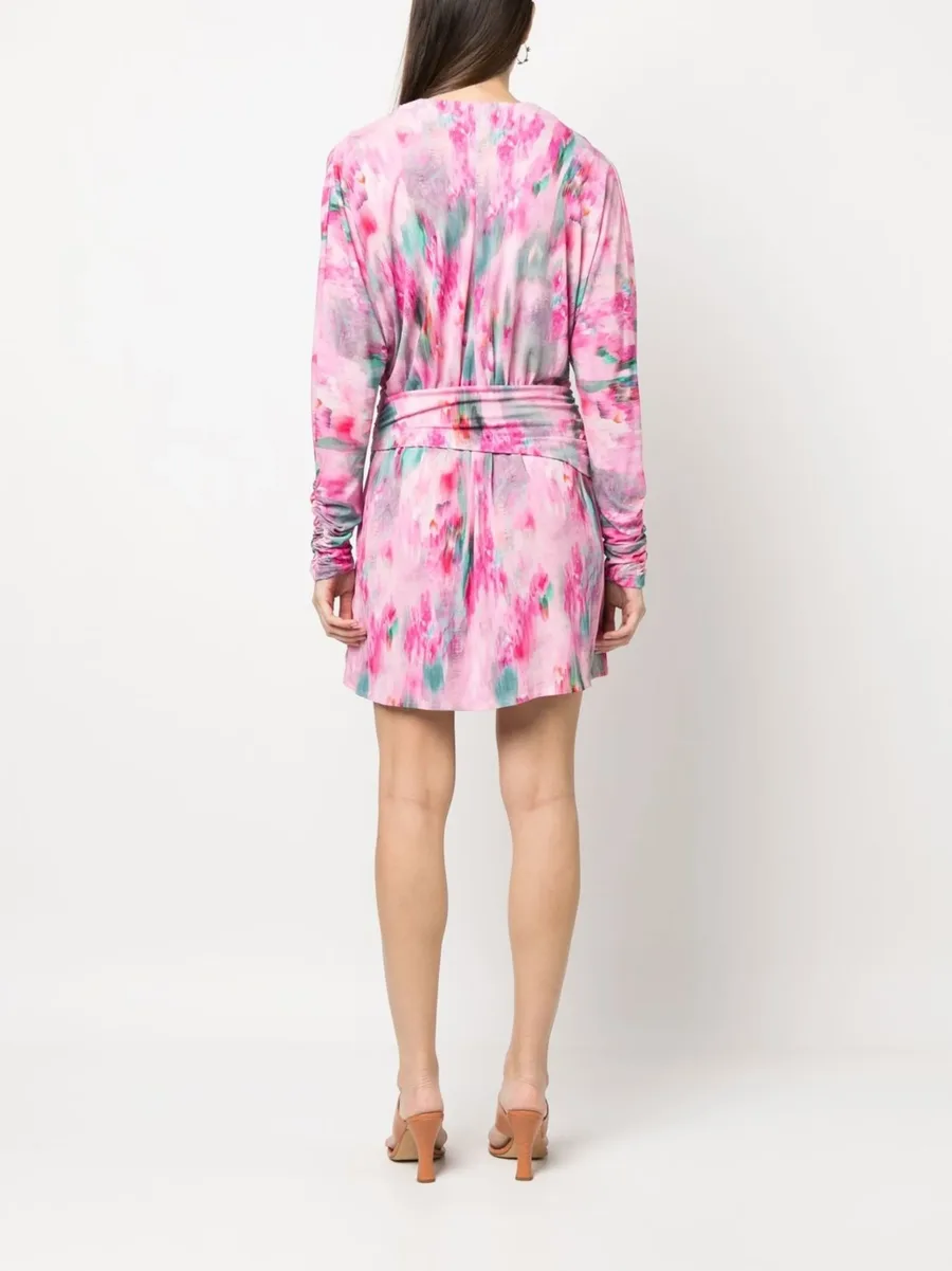 abstract-print long-sleeve mini dress 8