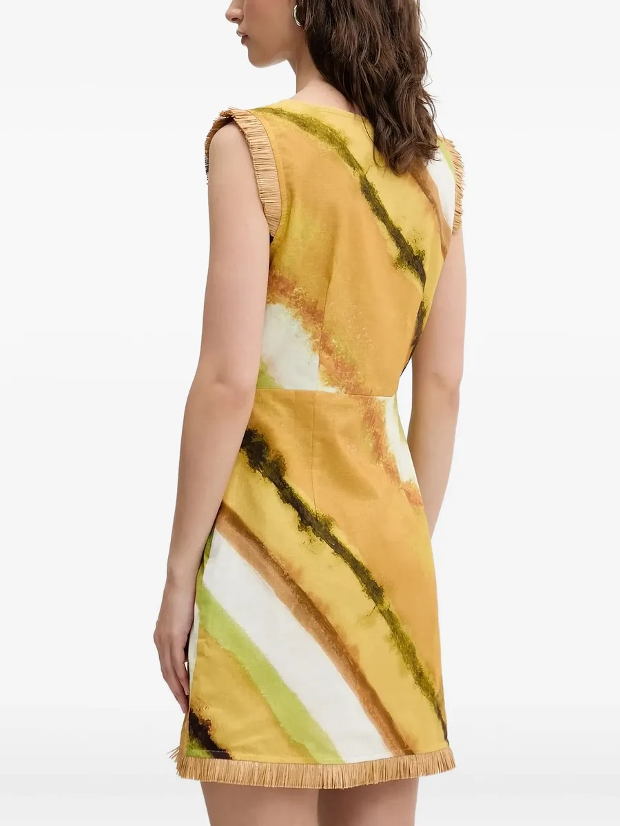 Deia abstract-print fringe mini dress 3
