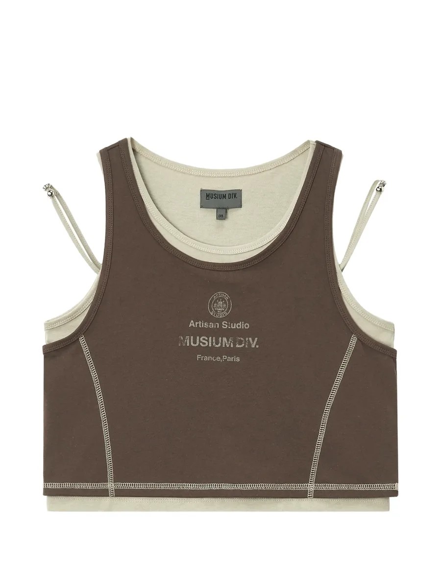 layered contrast-stitch top 1