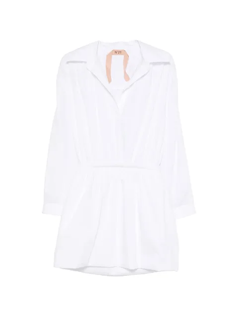 gathered long-sleeve mini dress