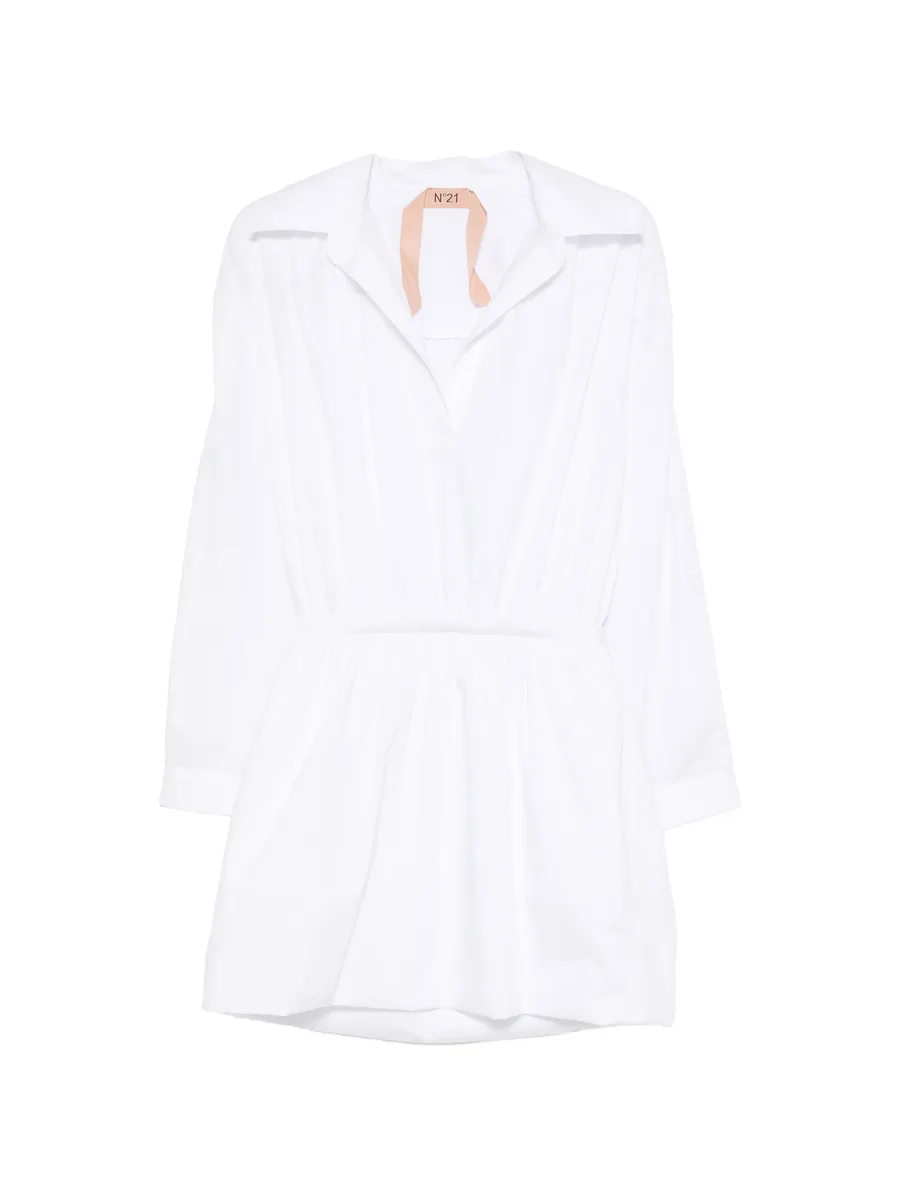 gathered long-sleeve mini dress 2