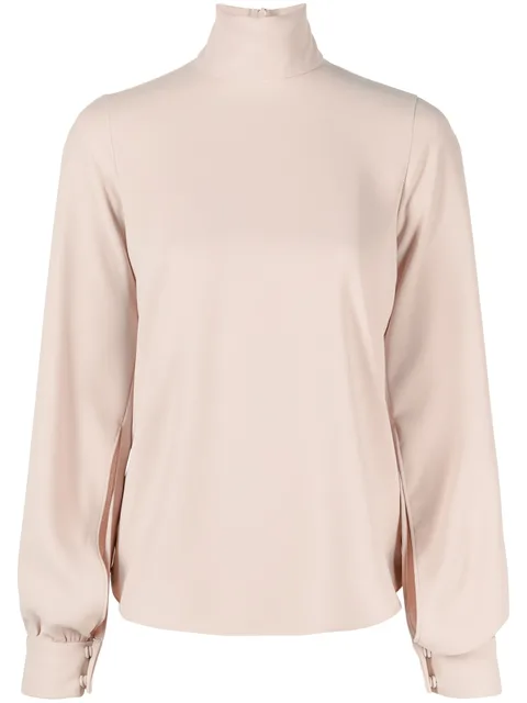 puff-sleeves crepe blouse