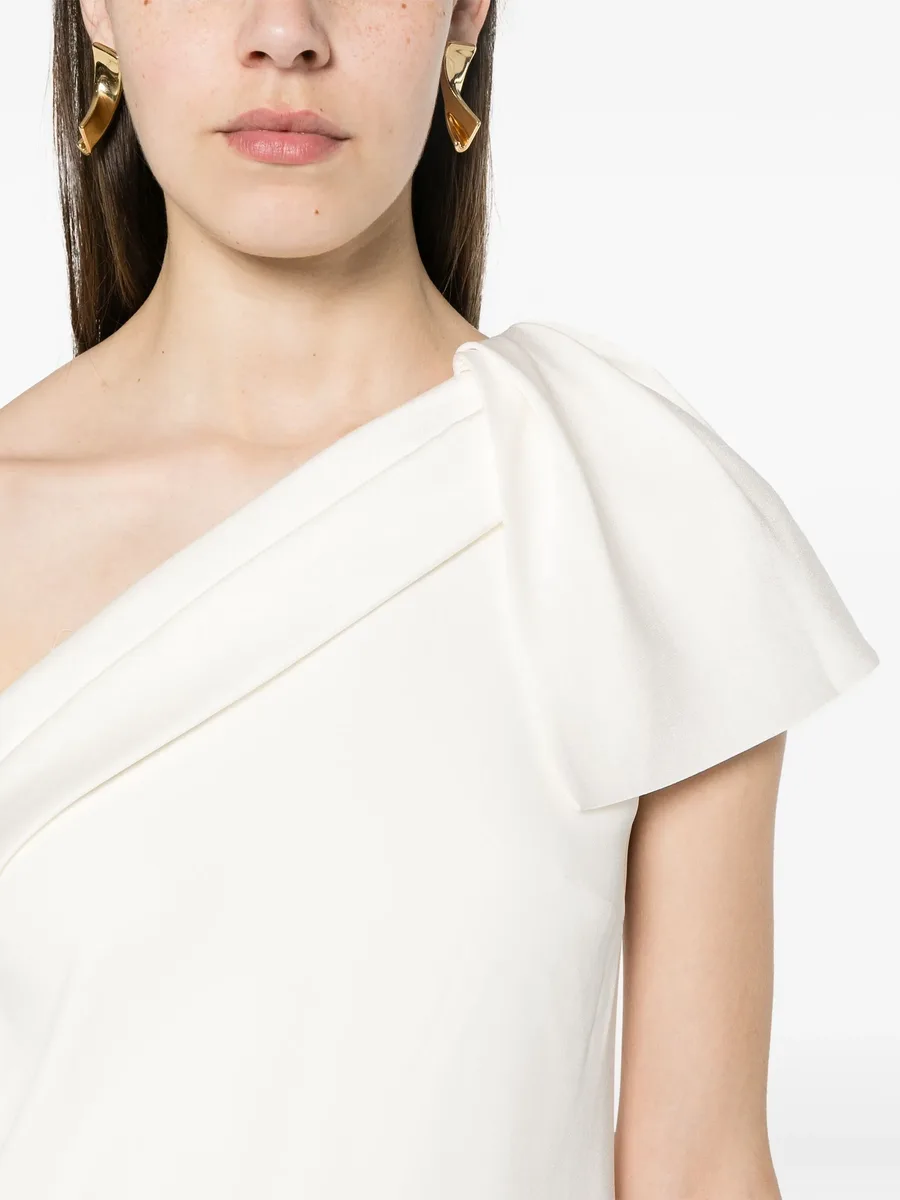 crepe one-shoulder mini dress 9