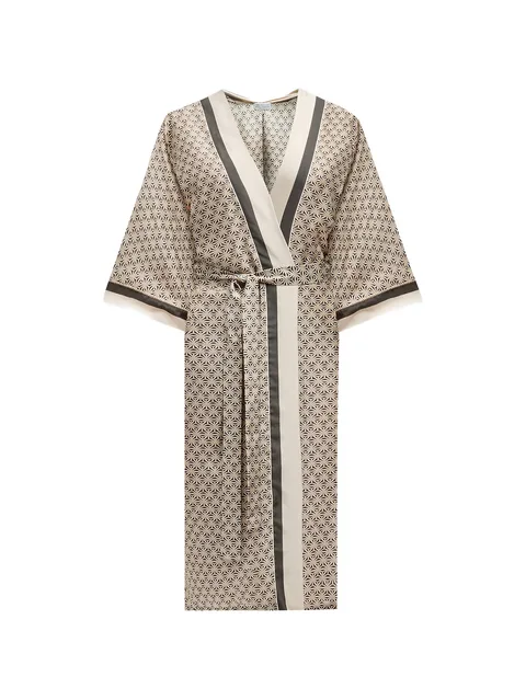 geometric-print silk robe