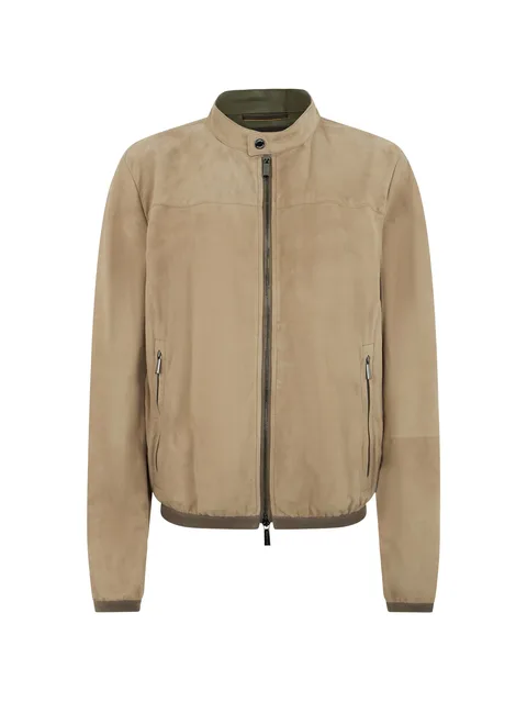 zip collar leather jacket
