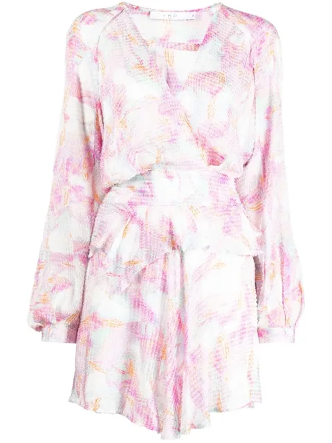 textured-finish floral-print dress