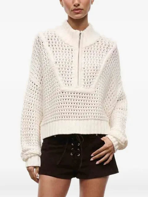 open-knit quarter-zip sweater