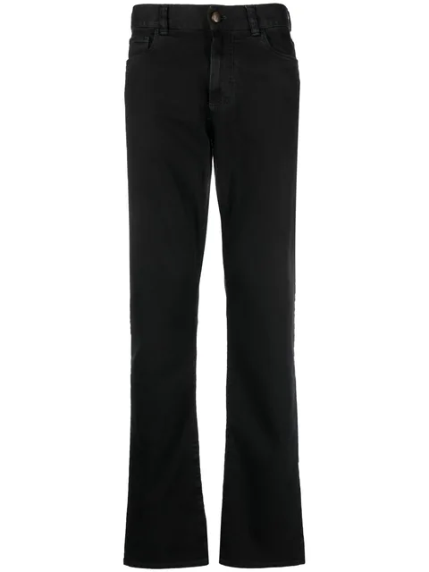 logo-patch slim-fit trousers