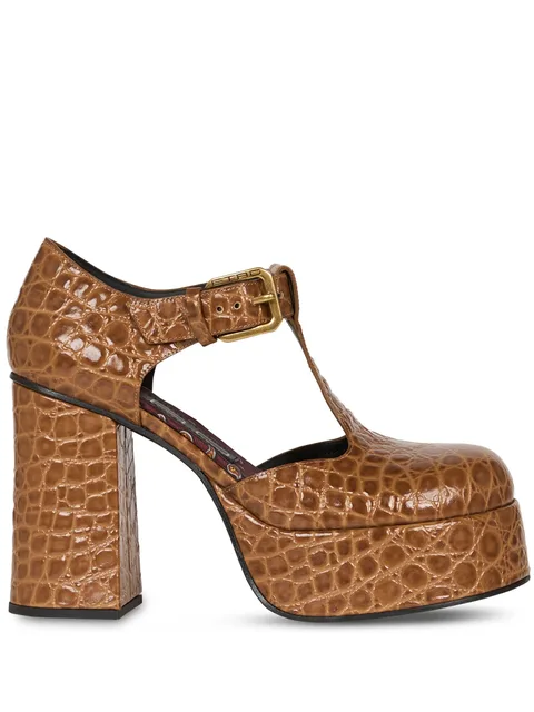 110mm crocodile-embossed platform pumps